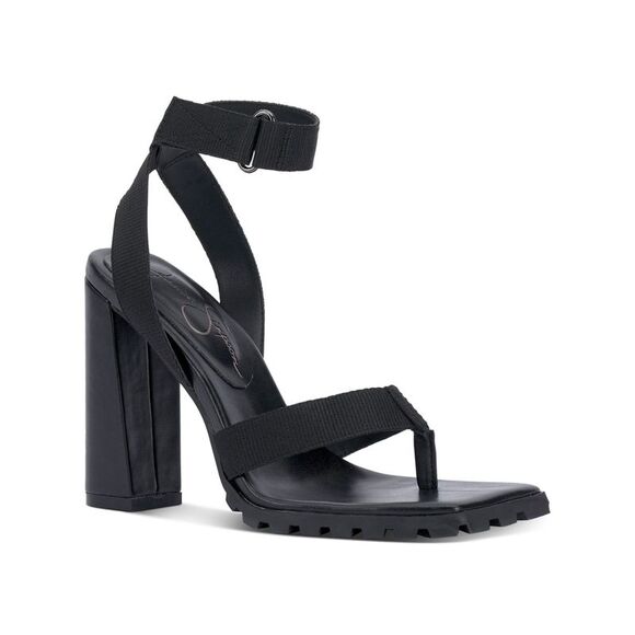 JESSICA SIMPSON Womens Black Kielne Square Toe Block Heel Heeled Sandal 5.5 M - Picture 1 of 4